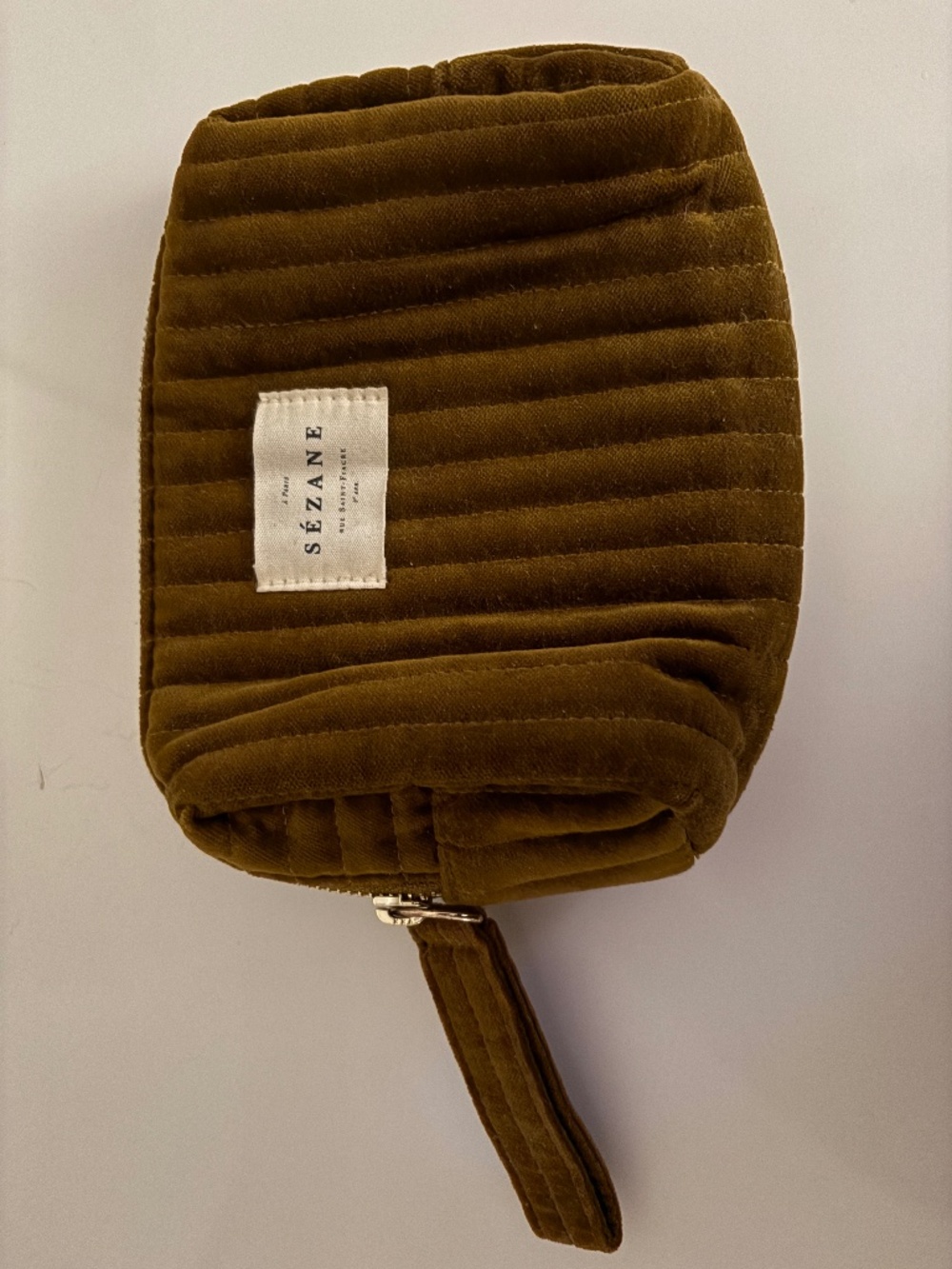 Sezane Quilted Velvet Pouch